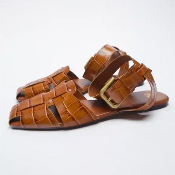 NWT Zara Leather Fisherman Sandals - Sz 41/10